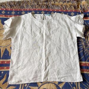 Antonio Melani Women’s Linen Cream Short Ruffled Sleeve Top Size S